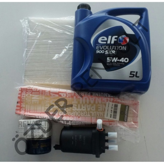 Clio 2 - II Yağ Bakım Seti ( Yağ Filtresi+Hava Filtresi+Polen Filtresi+Mazot Filtresi 5/40 5Lt Elf Motor) 7700274177 - 7701477208 - 7700424098 - 7701061576 yedek parça