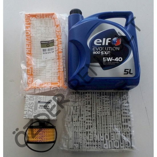 Clio 4 - IV Yağ Bakım Seti (Yağ Filtre+Hava Filtresi+Polen Filtresi+5/40 5Lt Elf Motor Yağı) 152095084R - 165467674R - 272770567R yedek parça