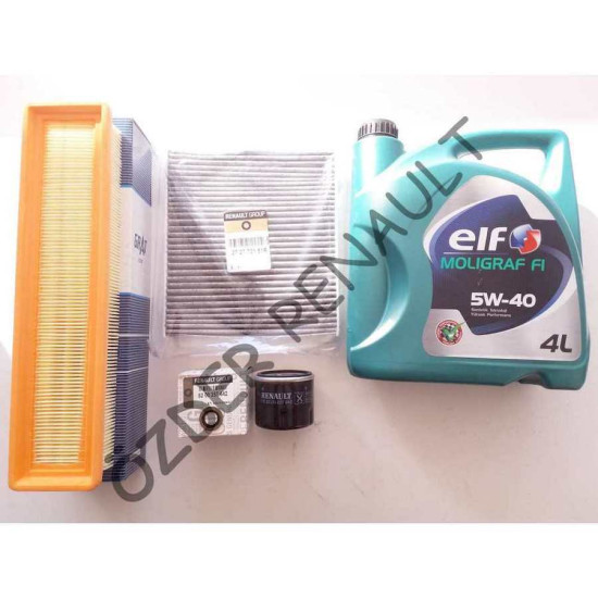 Clio 4 - IV Yağ Bakım Seti (Yağ Filtresi+Hava Filtresi+Polen Filtresi+ 5/40 4 Lt Elf Motor Yağı) 8200257642 - 7701064439 - 272773016R yedek parça