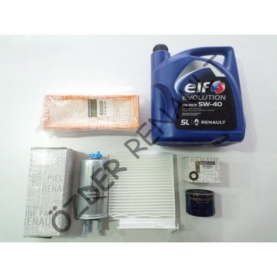 Duster 1 - I Yağ Bakım Seti (Yağ Filtresi+Hava Filtresi+Polen Filtresi+Mazot Filtresi 5/40 5 Litre) 8200768927 - 8200985420 - 7701062227 - 164002137R yedek parça