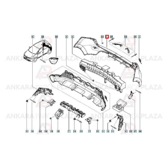 Mais Arka Tampon Clio Iv ( Beyaz Boyalı ) 850229341R yedek parça