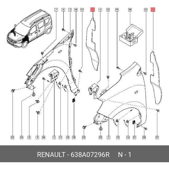 Mais Çamurluk İzolasyonu Lodgy 638A07296R yedek parça