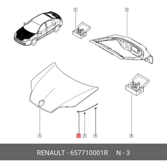 Mais Kaput Dayama Telı Laguna Iıı 657710001R yedek parça