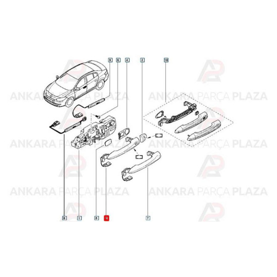 Mais Ön Kapı Dış Açma Kolu Latıtude 806062038R Mais Ön Kapı Dış Açma Kolu Latıtude 806062038R yedek parça