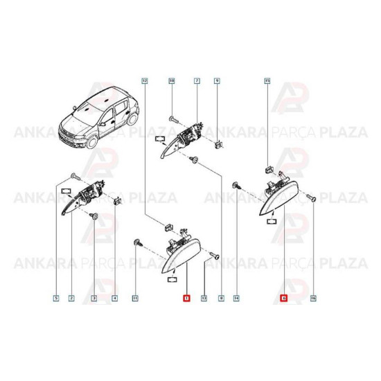 Mais Ön Kapı Dıs Tutamak Symbol 806077408R Mais Ön Kapı Dıs Tutamak Symbol 806077408R yedek parça