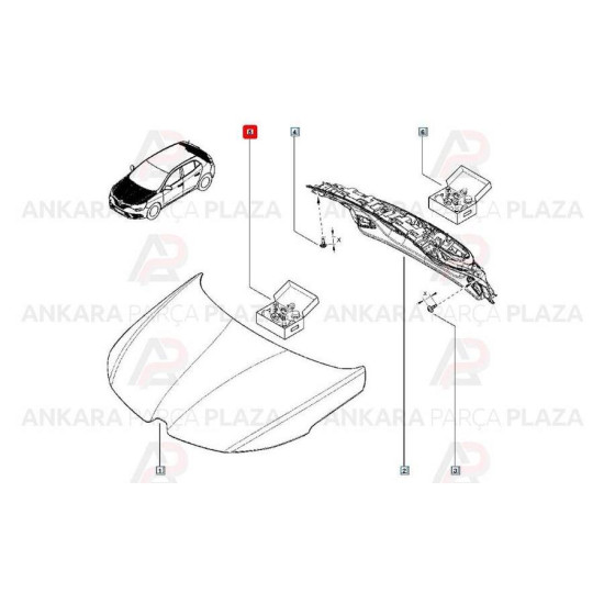 Mais Ön Kaput Agraf Takımı Megan Iv Sedan 651009364R yedek parça