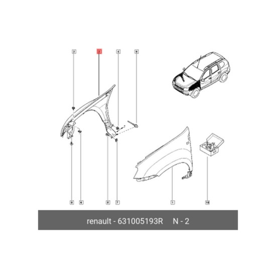 Mais Sağ Ön Çamurluk Duster 631005193R Mais Sağ Ön Çamurluk Duster 631005193R yedek parça