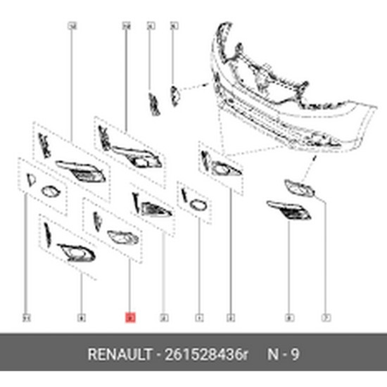 Mais Sis Far Çerçevesi (Gri) 261528436R Mais Sis Far Çerçevesi (Gri) 261528436R yedek parça