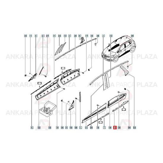 Mais Sol Arka Kapı Bandı Captur 828213766R Mais Sol Arka Kapı Bandı Captur 828213766R yedek parça