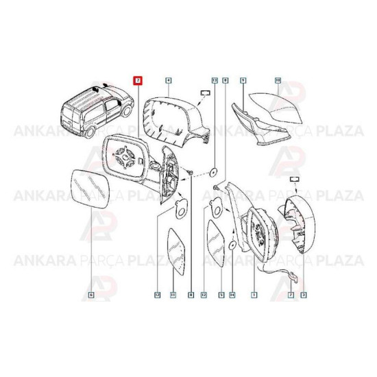 Mais Sol Dış Dikiz Aynası Kasası Yeni Kangoo 7701068839 Mais Sol Dış Dikiz Aynası Kasası Yeni Kangoo 7701068839 yedek parça