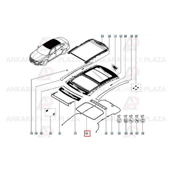 Mais Sunroof Ön Fitil Talisman 739505227R yedek parça