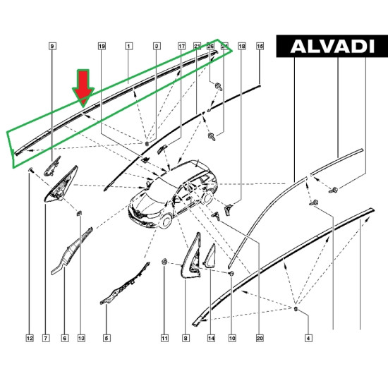 Mais Tavan Sağ Çıtası Kadjar 738521334R yedek parça