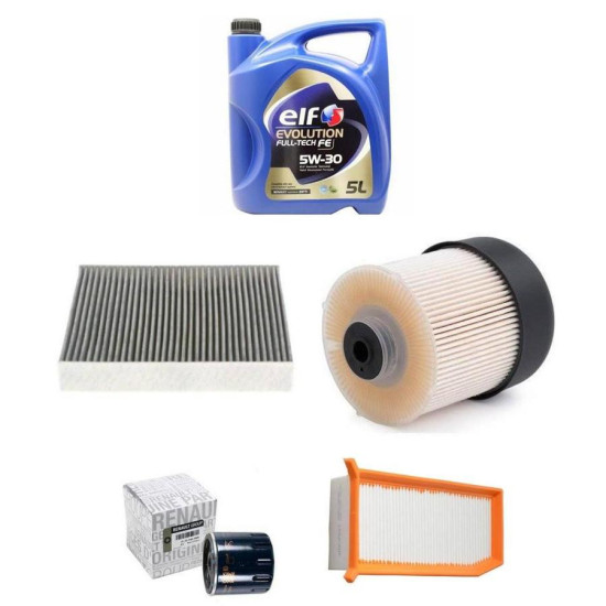 Sandero 2 - II Yağ Bakım Seti ( Yağ Filtresi+Hava Filtresi+Mazot+Polen Filtresi+5/30 5Lt Elf Motor) 152089599R - 165467674R - 164039594R - 272770567R yedek parça
