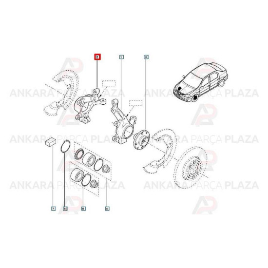 Orjinal Ön Sağ Aks Tasıyıcı Porya Rulman Logan 6001548867 yedek parça
