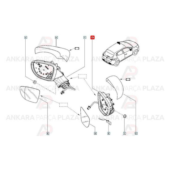 Orjinal Sağ Dikiz Aynası Clıo Iv 963012959R yedek parça