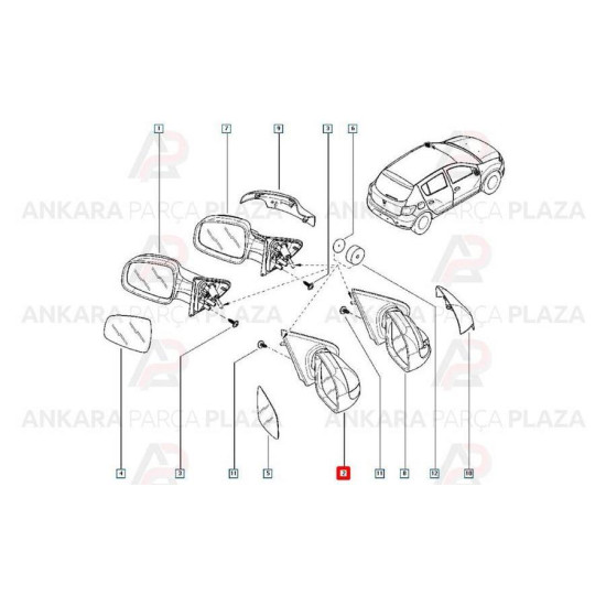 Orjinal Sag Dıkız Aynası Manuel Yenı Sandero 963018898R Orjinal Sag Dıkız Aynası Manuel Yenı Sandero 963018898R yedek parça