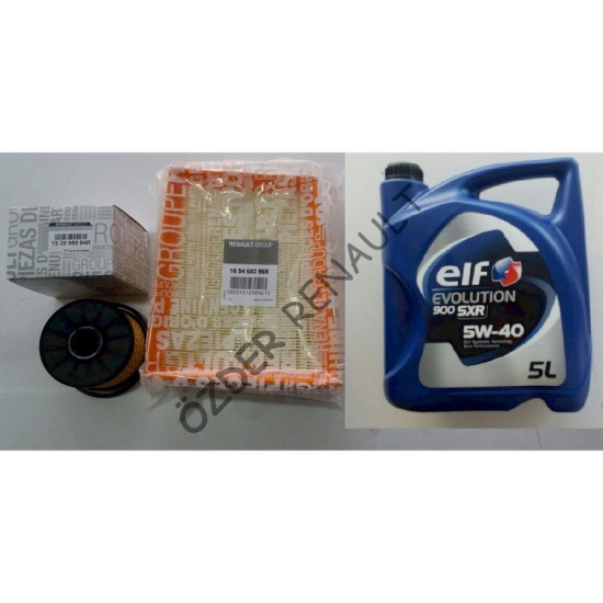 Megane 4 - IV Yağ Bakım Seti (Yağ Filtresi+Hava Filtresi+Elf 5w40 5 LT Motor Yağı) 152095084R - 165468296R 152095084R - 165468296R